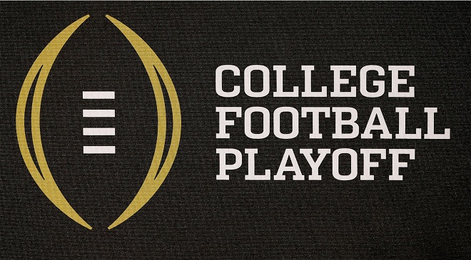 IRVING, TX - OCTOBER 16:  A detail view of the College Football Playoff logo shown during a press conference on October 16, 2013 in Irving, Texas. Condoleezza Rice, Stanford University professor and former United States Secretary of State, was chosen to serve as one of the 13 members that will select four teams to compete in the first playoff at the end of the 2014 season.  (Photo by Tom Pennington/Getty Images)